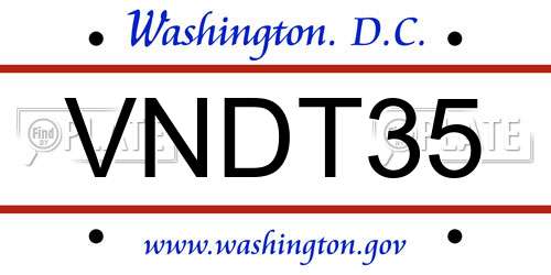 VNDT35 District Of Columbia License Plate