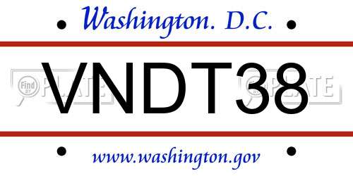 VNDT38 District Of Columbia License Plate