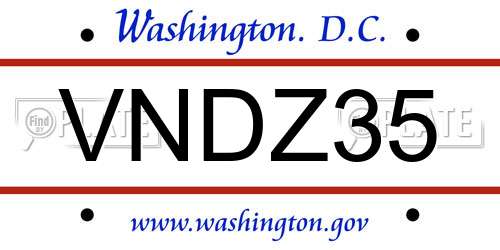 VNDZ35 District Of Columbia License Plate