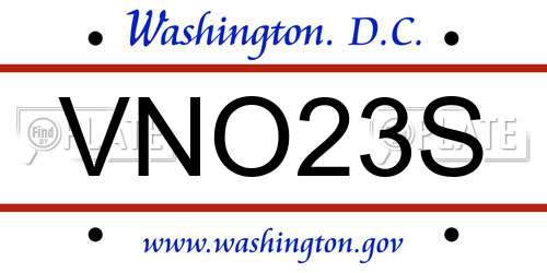 VNO23S District Of Columbia License Plate