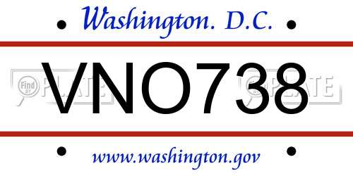 VNO738 District Of Columbia License Plate
