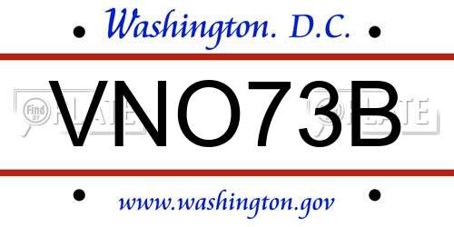 VNO73B District Of Columbia License Plate