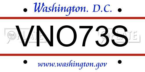 VNO73S District Of Columbia License Plate
