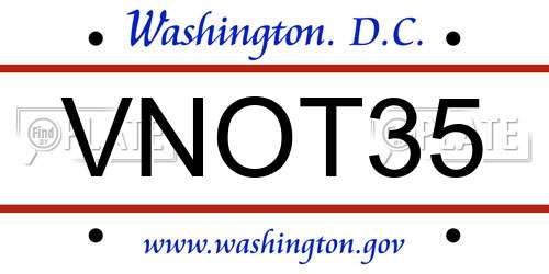 VNOT35 District Of Columbia License Plate