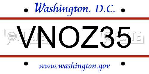 VNOZ35 District Of Columbia License Plate