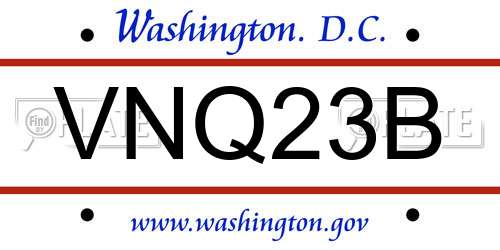 VNQ23B District Of Columbia License Plate