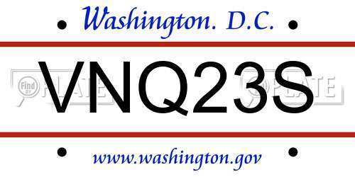 VNQ23S District Of Columbia License Plate