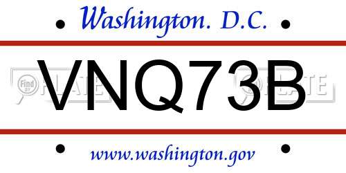 VNQ73B District Of Columbia License Plate