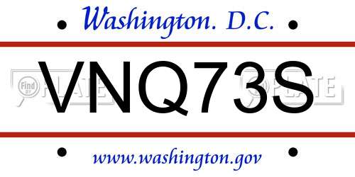 VNQ73S District Of Columbia License Plate