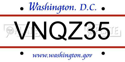 VNQZ35 District Of Columbia License Plate
