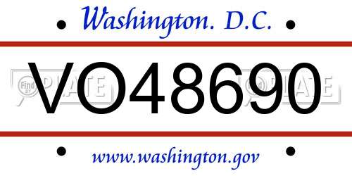 VO48690 District Of Columbia License Plate