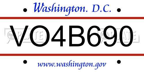 VO4B690 District Of Columbia License Plate