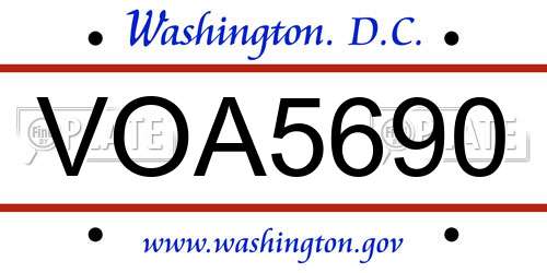 VOA5690 District Of Columbia License Plate