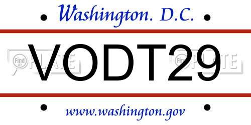 VODT29 District Of Columbia License Plate