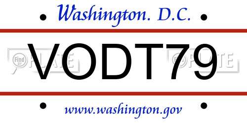 VODT79 District Of Columbia License Plate