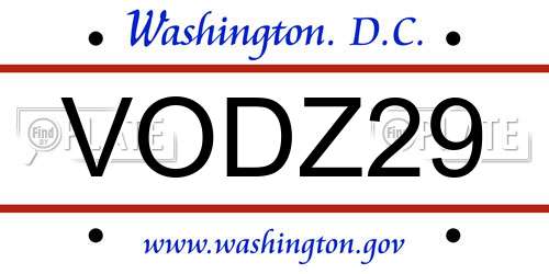 VODZ29 District Of Columbia License Plate