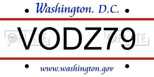 VODZ79 District Of Columbia License Plate