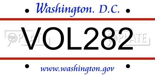 VOL282 District Of Columbia License Plate