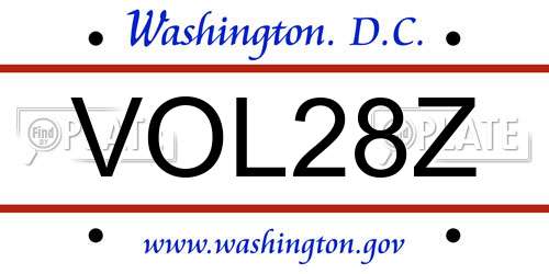 VOL28Z District Of Columbia License Plate