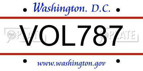 VOL787 District Of Columbia License Plate
