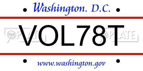 VOL78T District Of Columbia License Plate
