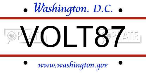 VOLT87 District Of Columbia License Plate