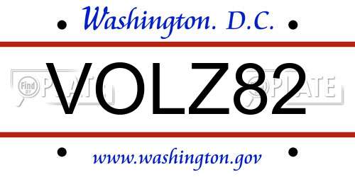 VOLZ82 District Of Columbia License Plate