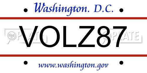 VOLZ87 District Of Columbia License Plate