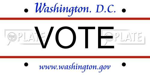 VOTE District Of Columbia License Plate