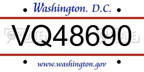 VQ48690 District Of Columbia License Plate