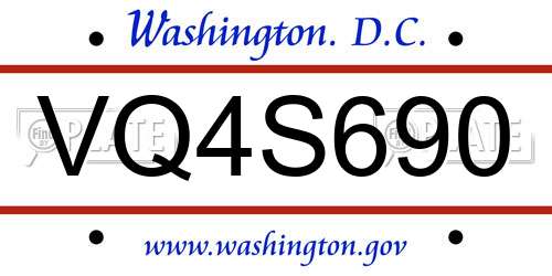 VQ4S690 District Of Columbia License Plate
