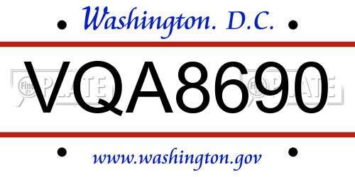 VQA8690 District Of Columbia License Plate