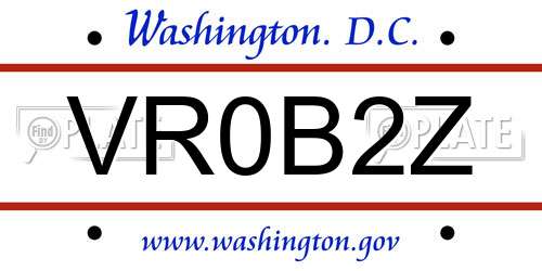 VR0B2Z District Of Columbia License Plate