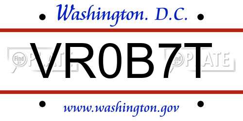 VR0B7T District Of Columbia License Plate