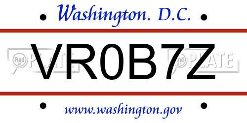 VR0B7Z District Of Columbia License Plate