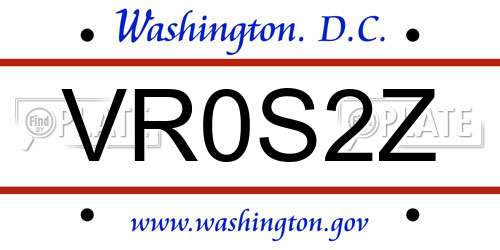 VR0S2Z District Of Columbia License Plate