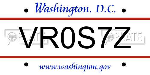 VR0S7Z District Of Columbia License Plate