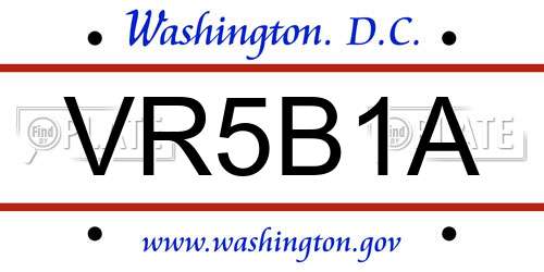 VR5B1A District Of Columbia License Plate