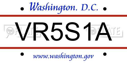 VR5S1A District Of Columbia License Plate