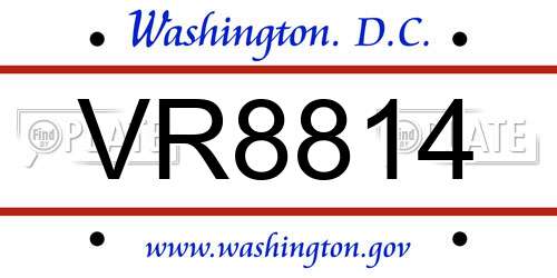 VR8814 District Of Columbia License Plate