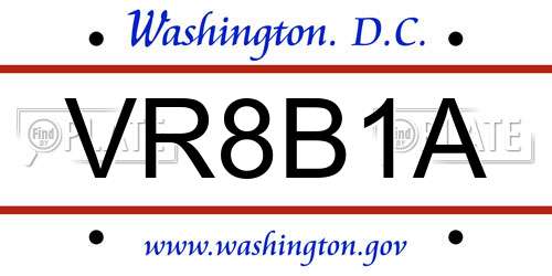 VR8B1A District Of Columbia License Plate