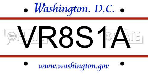 VR8S1A District Of Columbia License Plate