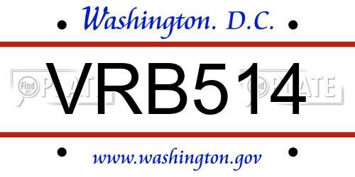 VRB514 District Of Columbia License Plate