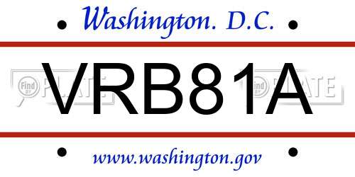 VRB81A District Of Columbia License Plate