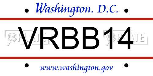 VRBB14 District Of Columbia License Plate
