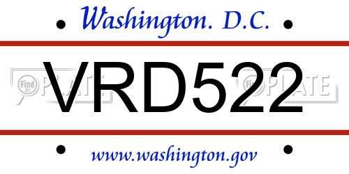 VRD522 District Of Columbia License Plate