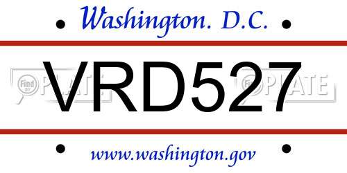 VRD527 District Of Columbia License Plate