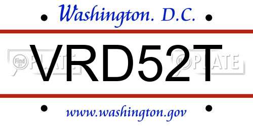 VRD52T District Of Columbia License Plate
