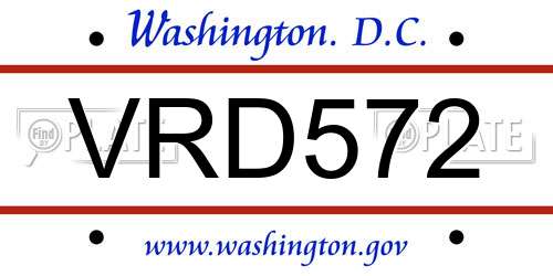 VRD572 District Of Columbia License Plate