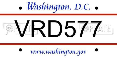 VRD577 District Of Columbia License Plate